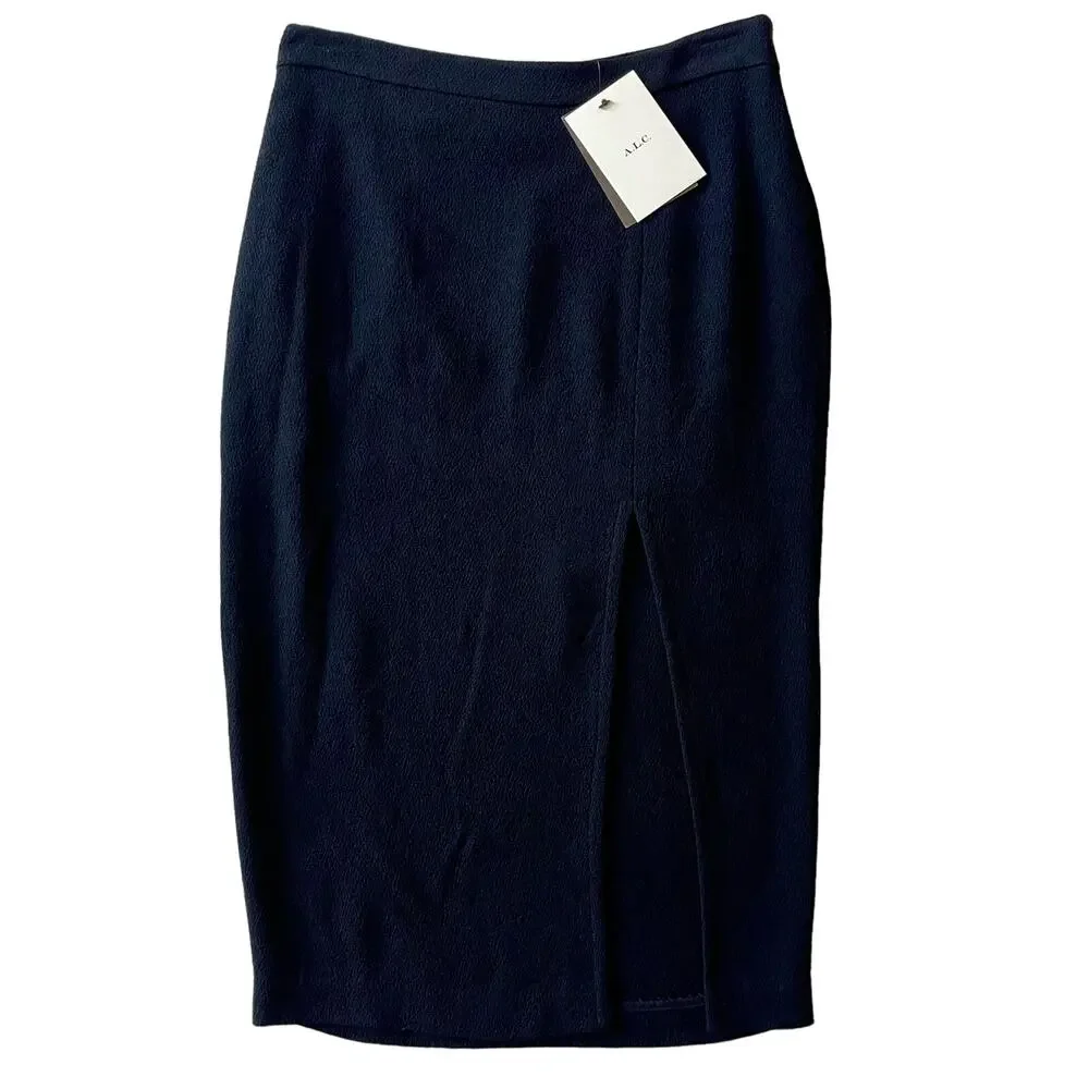 A.L.C. Black Tonne Knee Length Front Slit Pencil Skirt NWT - Picture 2 of 7